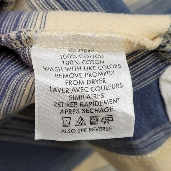 Vintage 90s Pendleton Stripes Polo Shirt L/XL 24x29 Blue Beige - Picture 8 of 12